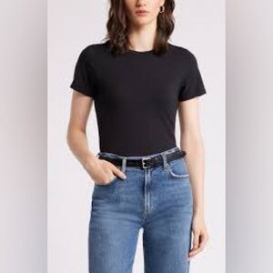 82% silk 18% cashmere Elegant Black Short Sleeve Women's Tee A0491